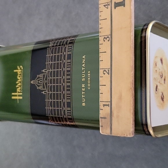 Harrods Knightbridge Butter Sultana Collectible Cookie Tin, Dark Green/Black - Picture 12 of 14